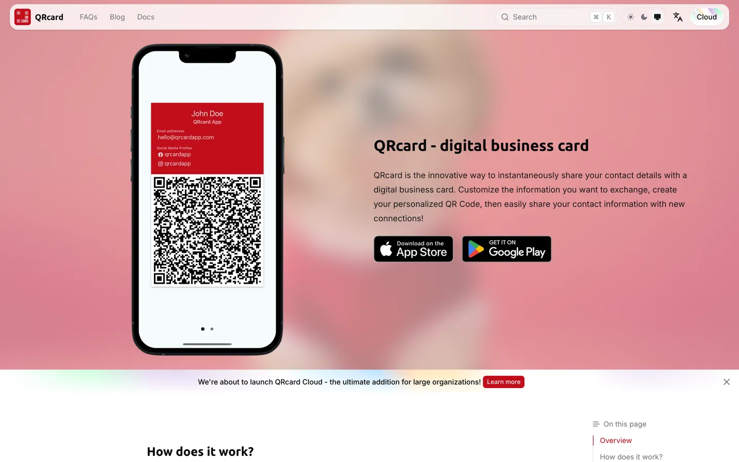 The home page of QRcard